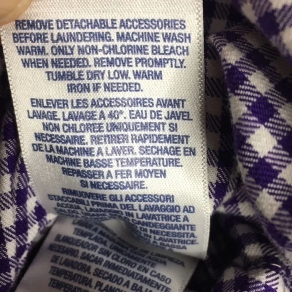 RALPH LAUREN purple & white gingham pintuck dress
